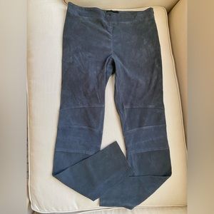 THE ROW SIZE LARGE SUEDE MOTO LEGGINGS METAL GREY